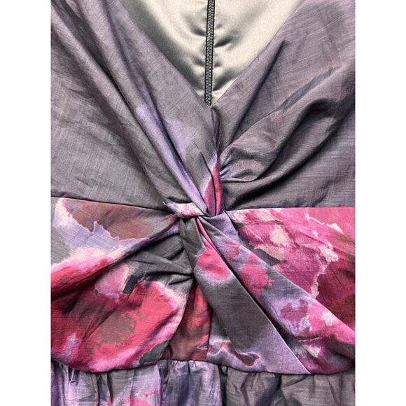 Nieman Marcus Target Lela Rose Dress 12 Silk Fit Flare Purple Floral Hi Lo Party - Picture 9 of 10